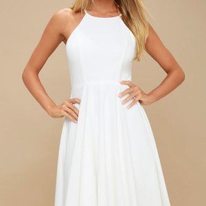 Lulu's Irresistible Charm White Midi Dress Size M